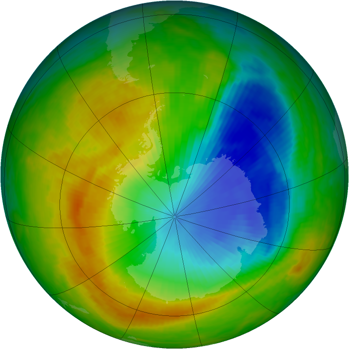 Antarctic ozone map for 13 November 1989